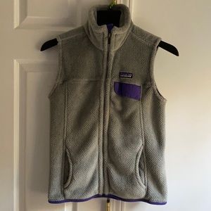 Patagonia sweater vest size S grey with purple accents